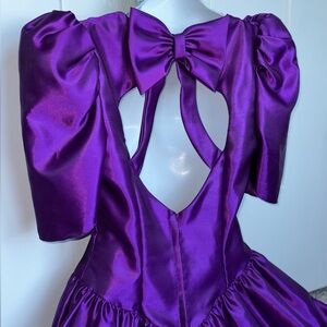 Alfred Angelo Purple Vintage Union Made Puff Sleeve High Low Prom Princess Dress